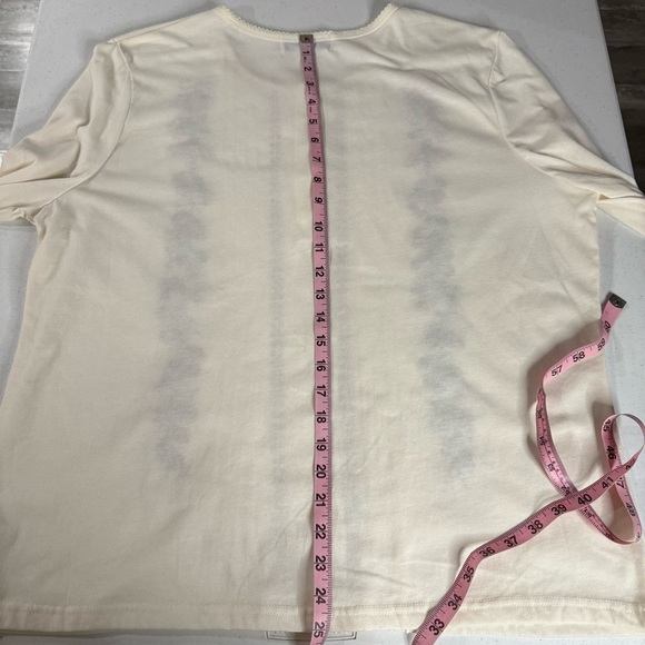 Liberty Lane Henley Top Holly Berries Embroidery 3/4 Sleeve Cream Women’s Sz XL - Picture 6 of 12